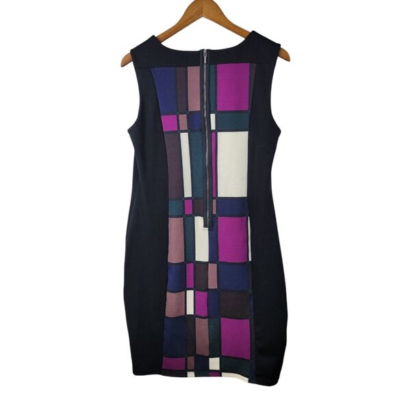 NY Collection Sheath Dress size Medium career evening black Geometric Classic - Picture 4 of 6